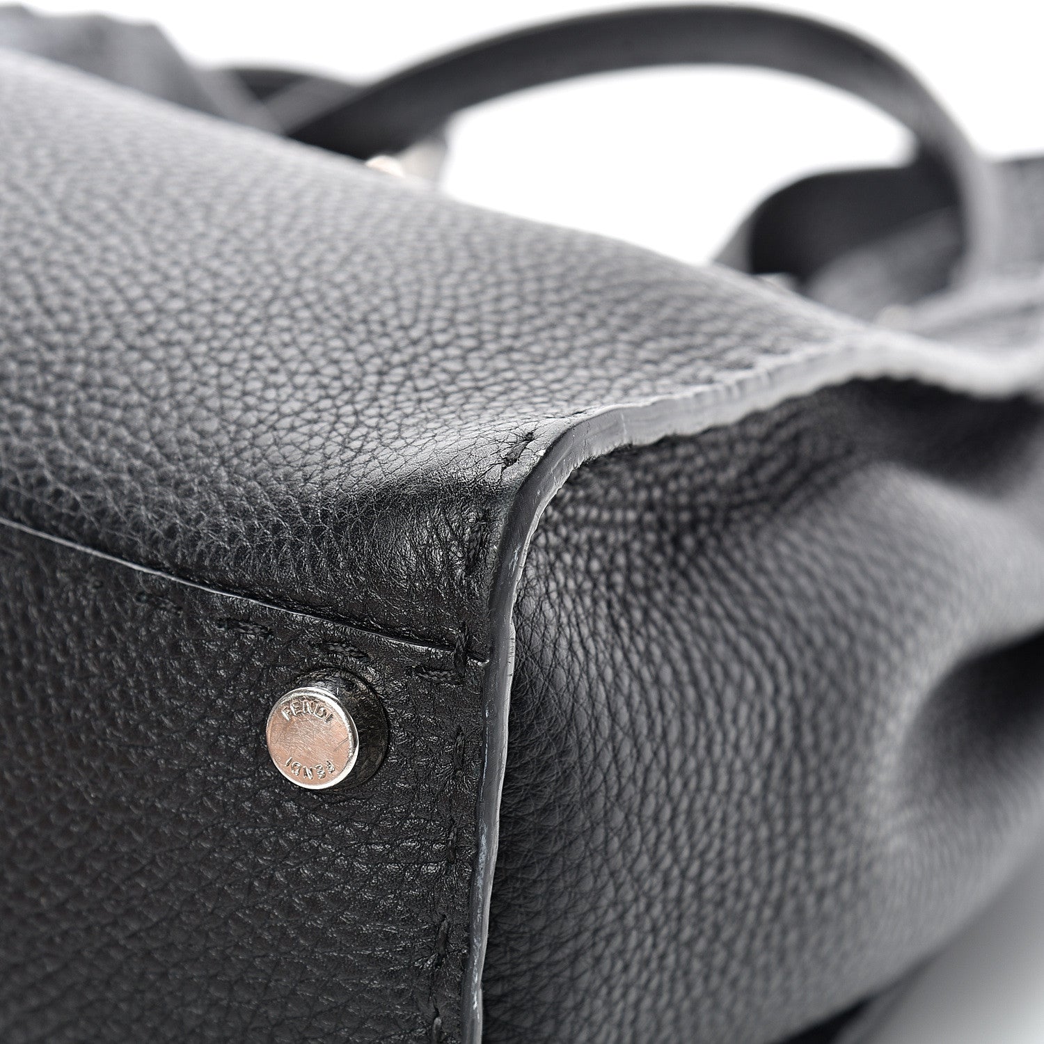 Fendi Cuoio Romano Selleria Bi-Color Medium Peekaboo Iconic Satchel Black Mou 12 of 17