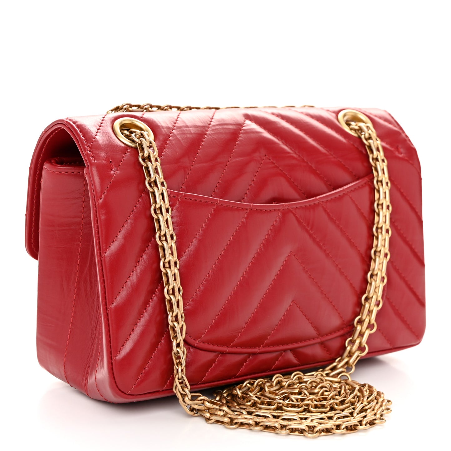 Aged Calfskin Chevron Quilted 2.55 Reissue Mini Flap Dark Red