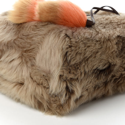 Prada Montone Shearling Fox Fur Saffiano Shoulder Bag Brown 7 of 10