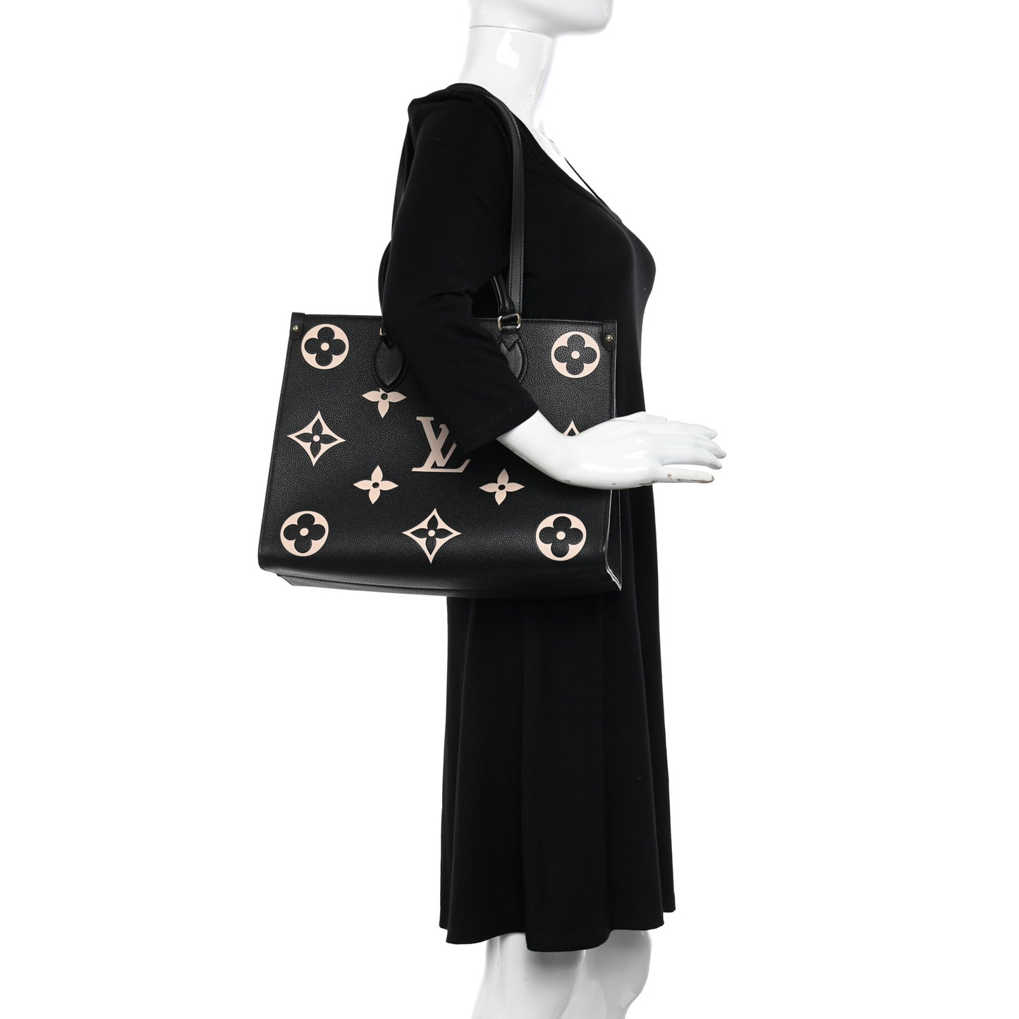 LOUIS VUITTON Empreinte Monogram Giant Onthego MM Black Beige