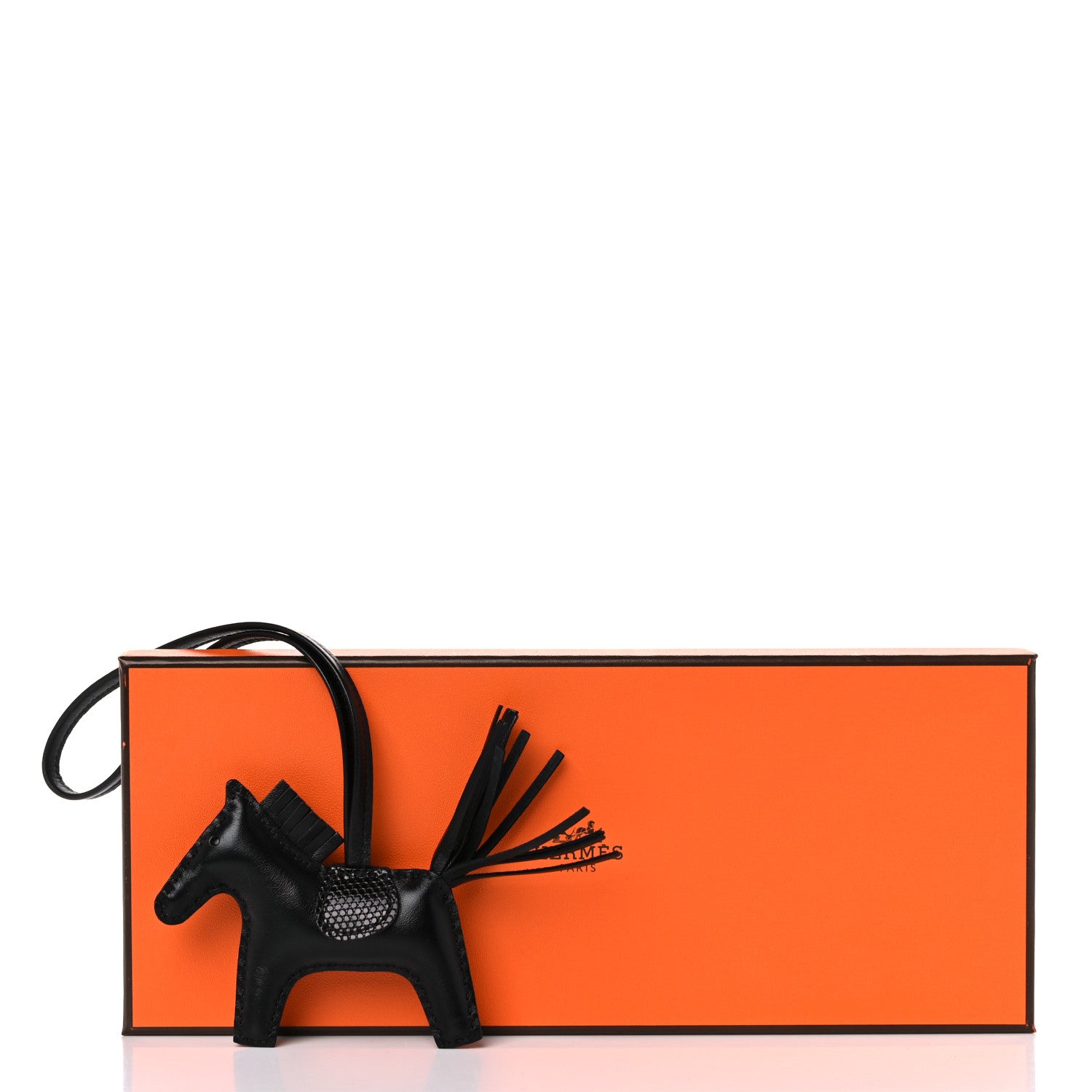 Hermes Milo Lambskin Lizard Touch Grigri Rodeo Horse Bag Charm PM So Black 4 of 4