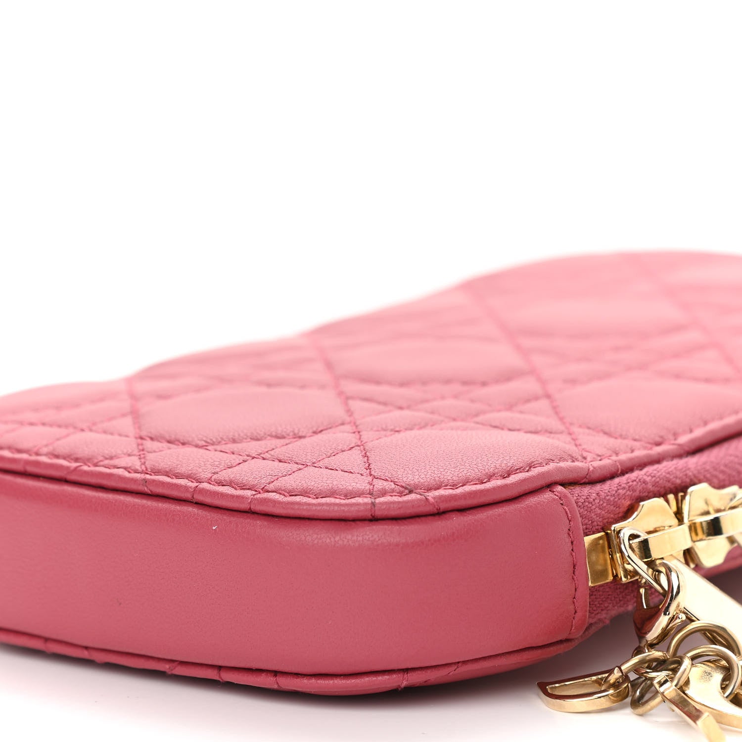 Christian Dior Lambskin Cannage Lady Dior Phone Holder Strawberry Pink 9 of 12