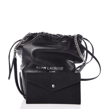 Saint Laurent Lambskin Teddy Drawstring Bag Black 3 of 13