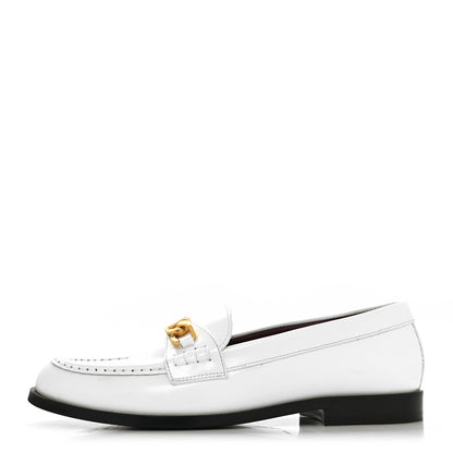 Valentino Garavani Calfskin VLogo Chain Loafers 39 White 1 of 9