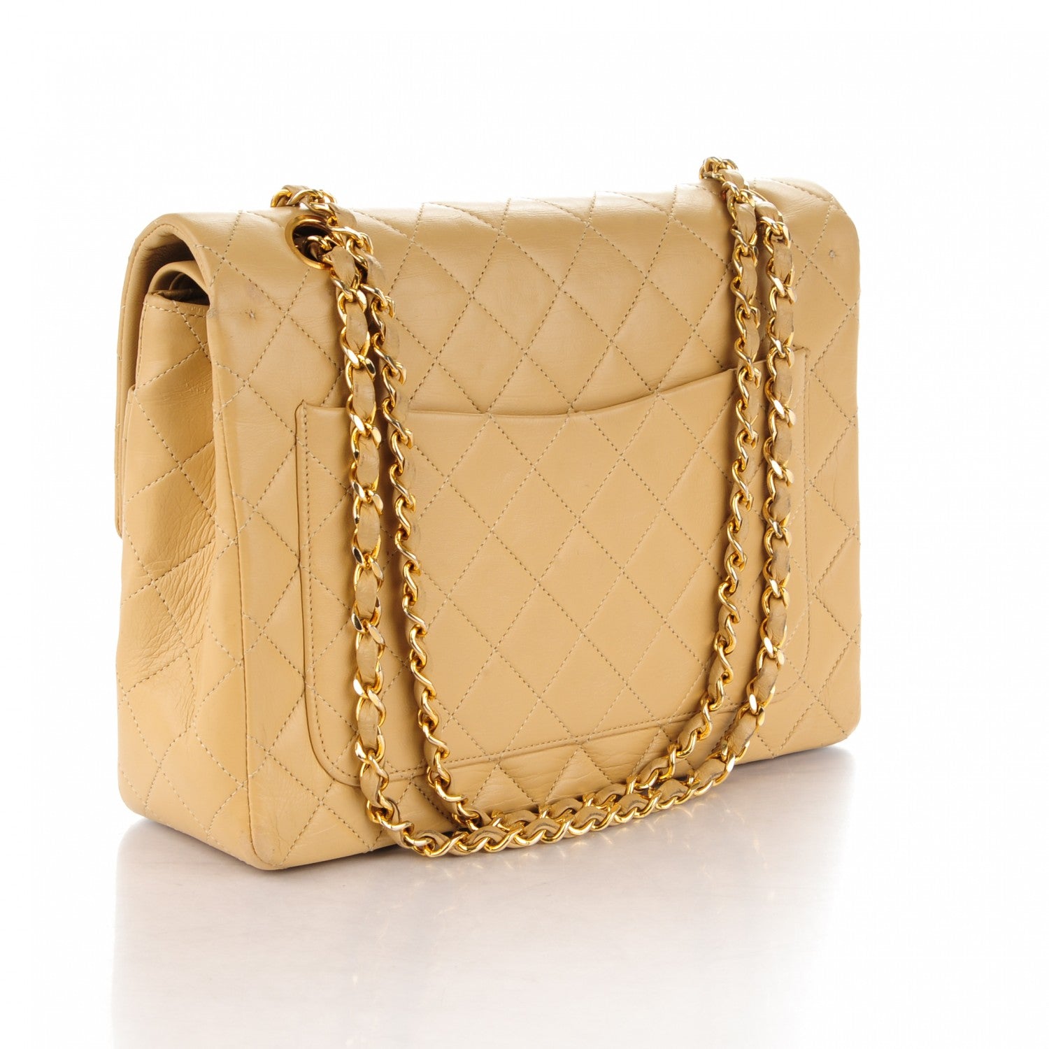 Chanel Lambskin Quilted Medium Double Flap Beige 3 of 13