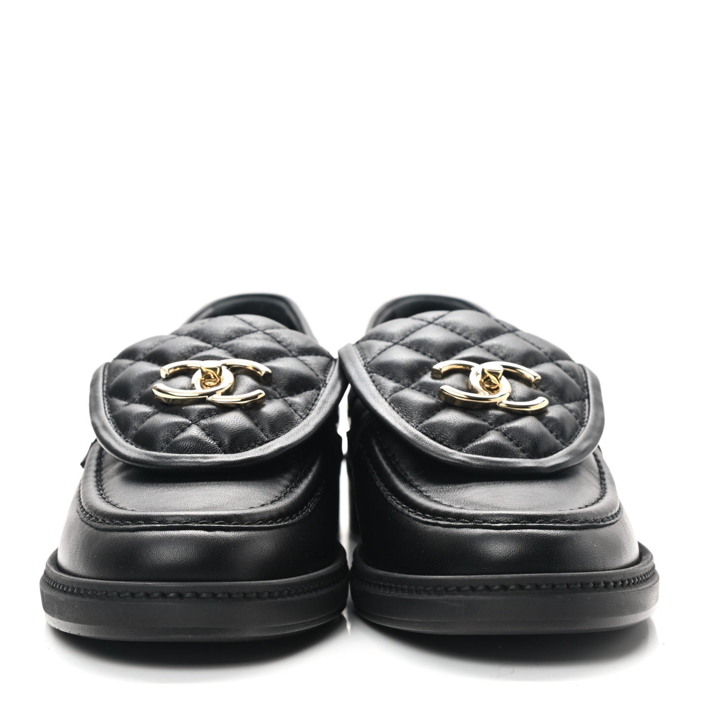 Lambskin Quilted CC Turnlock Loafers 38.5 Black