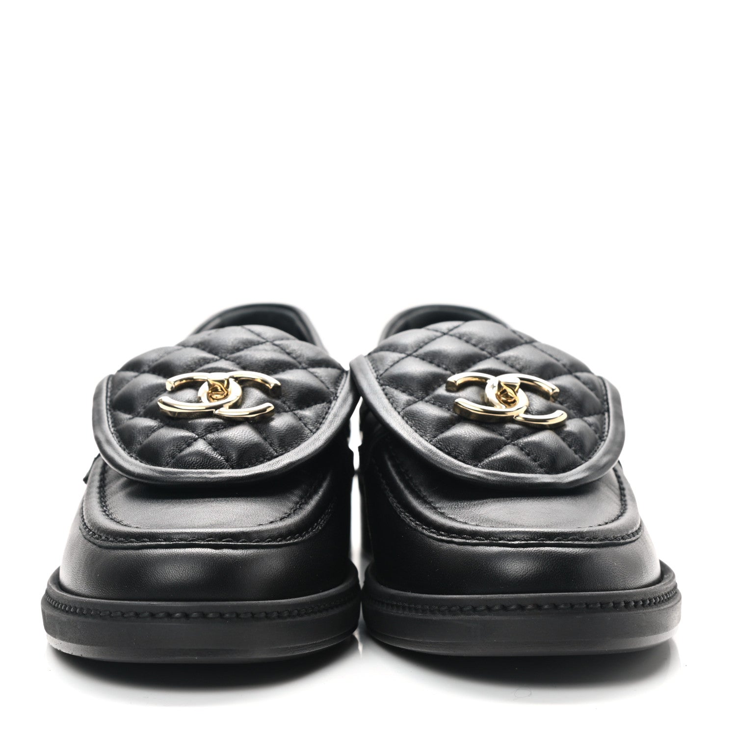 Chanel Lambskin Quilted CC Turnlock Loafers 38.5 Black 2 of 8
