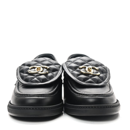 Chanel Lambskin Quilted CC Turnlock Loafers 38.5 Black 2 of 8