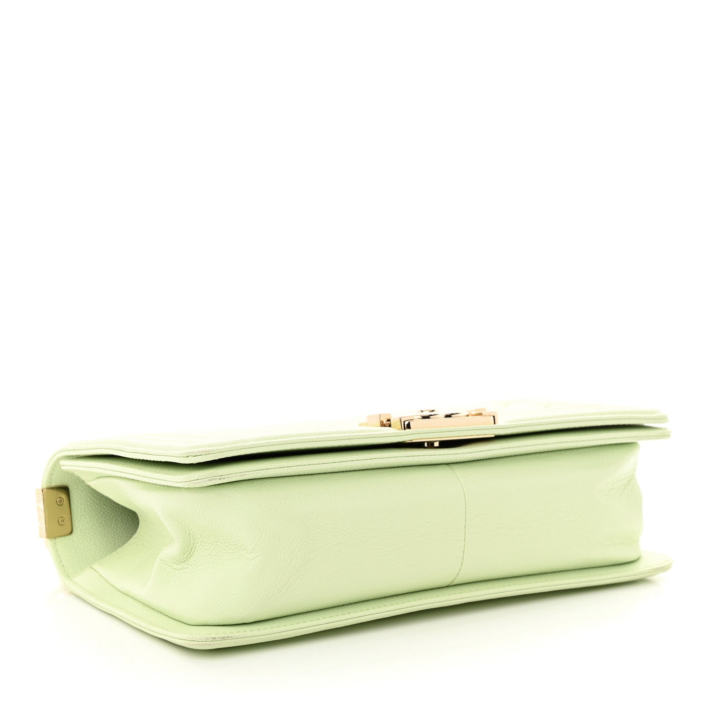 Caviar Chevron Quilted Medium Boy Flap Light Green