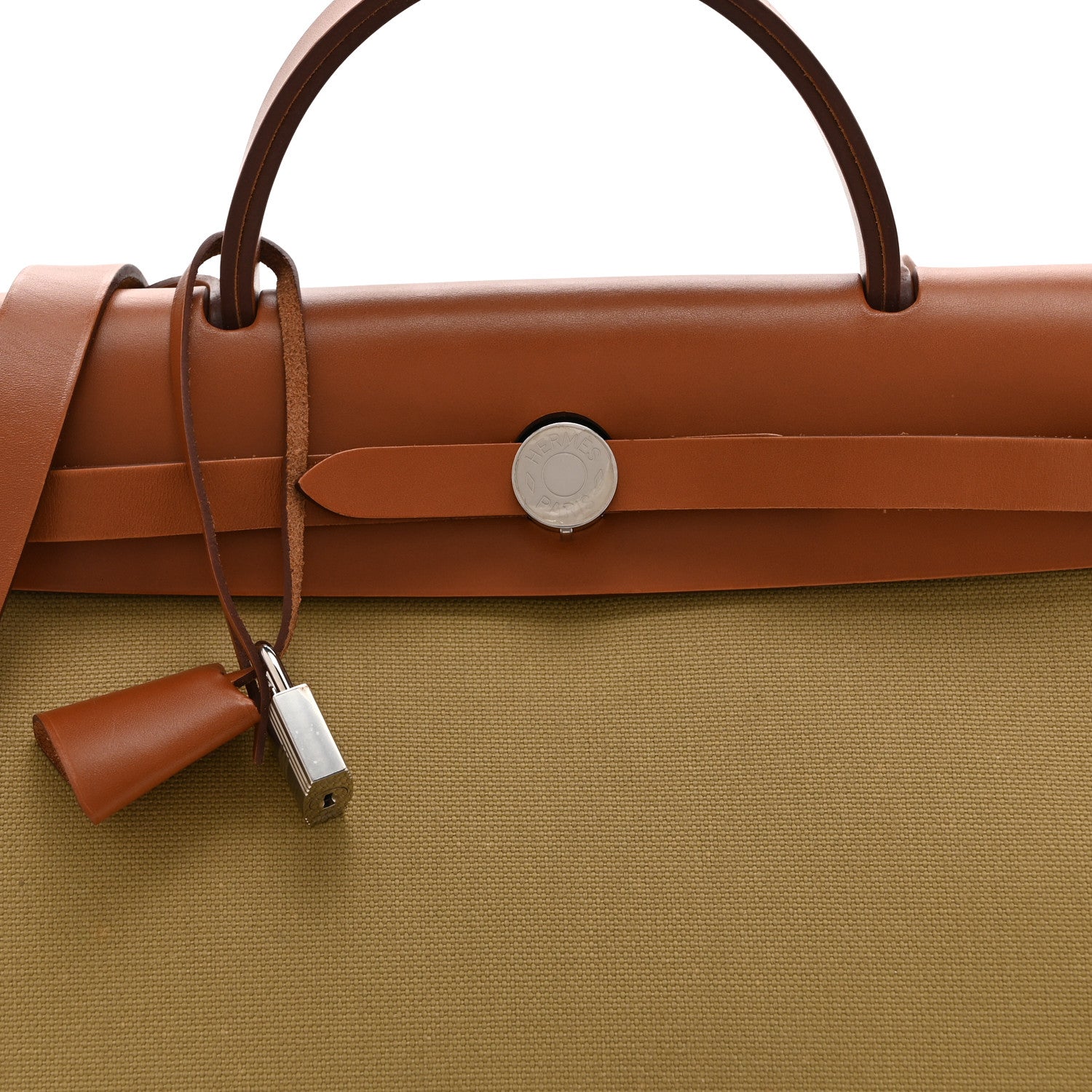 Hermes Military Toile Vache Hunter Herbag Zip Retourne 31 PM Poussiere Fauve 9 of 11