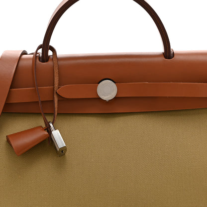 Hermes Military Toile Vache Hunter Herbag Zip Retourne 31 PM Poussiere Fauve 9 of 11