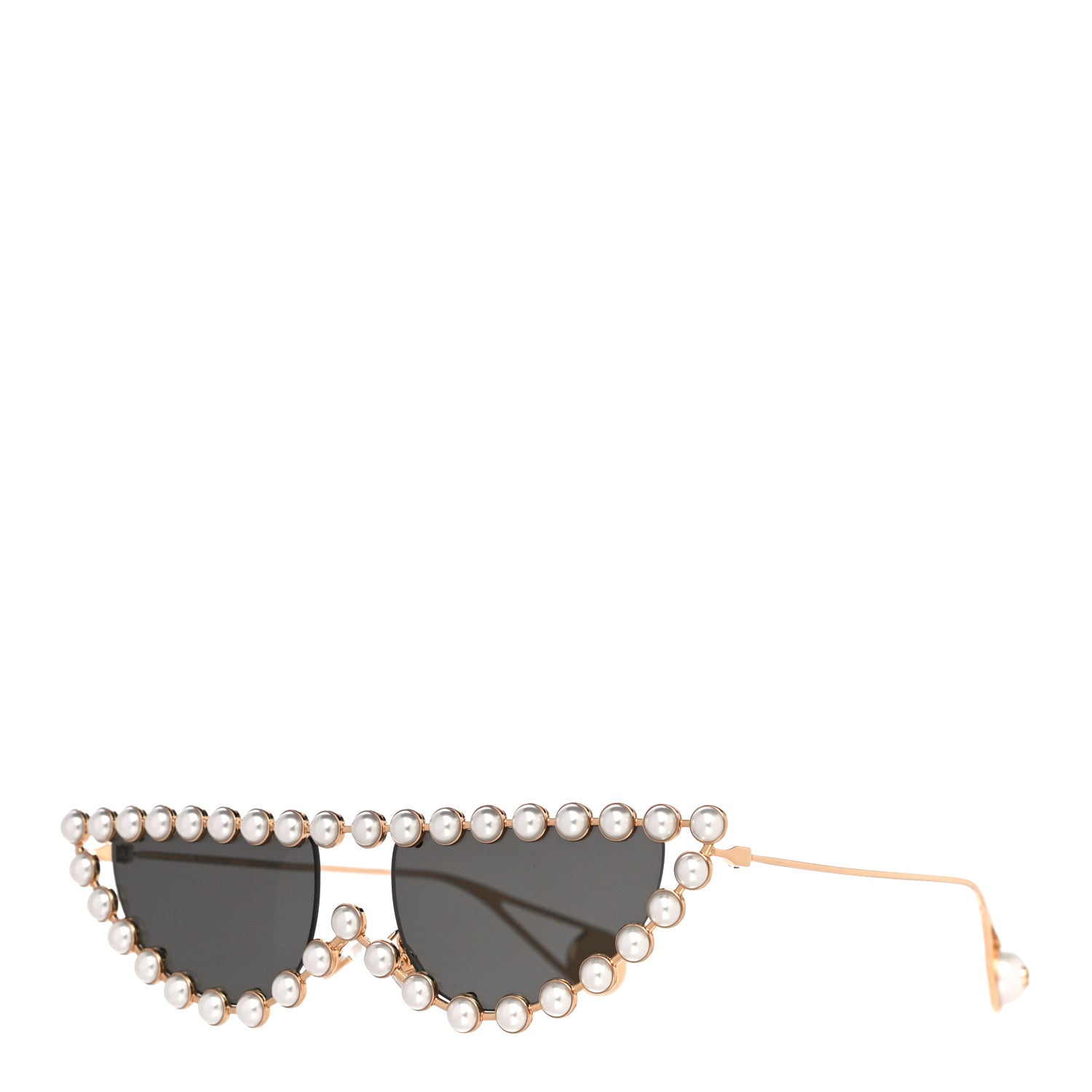 Gucci Metal Pearl Cat Eye Sunglasses GG0364S Gold 1 of 8