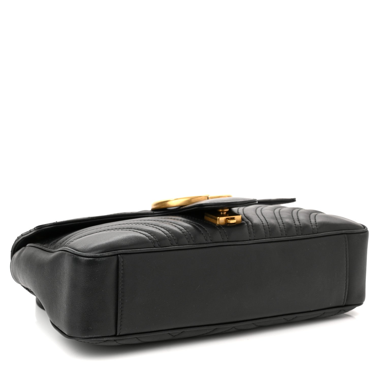 Gucci Calfskin Matelasse Medium GG Marmont Shoulder Bag Black 4 of 12