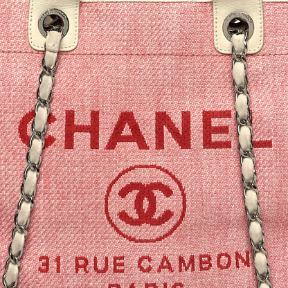 Chanel Woven Straw Raffia Medium Deauville Tote Pink White 8 of 14