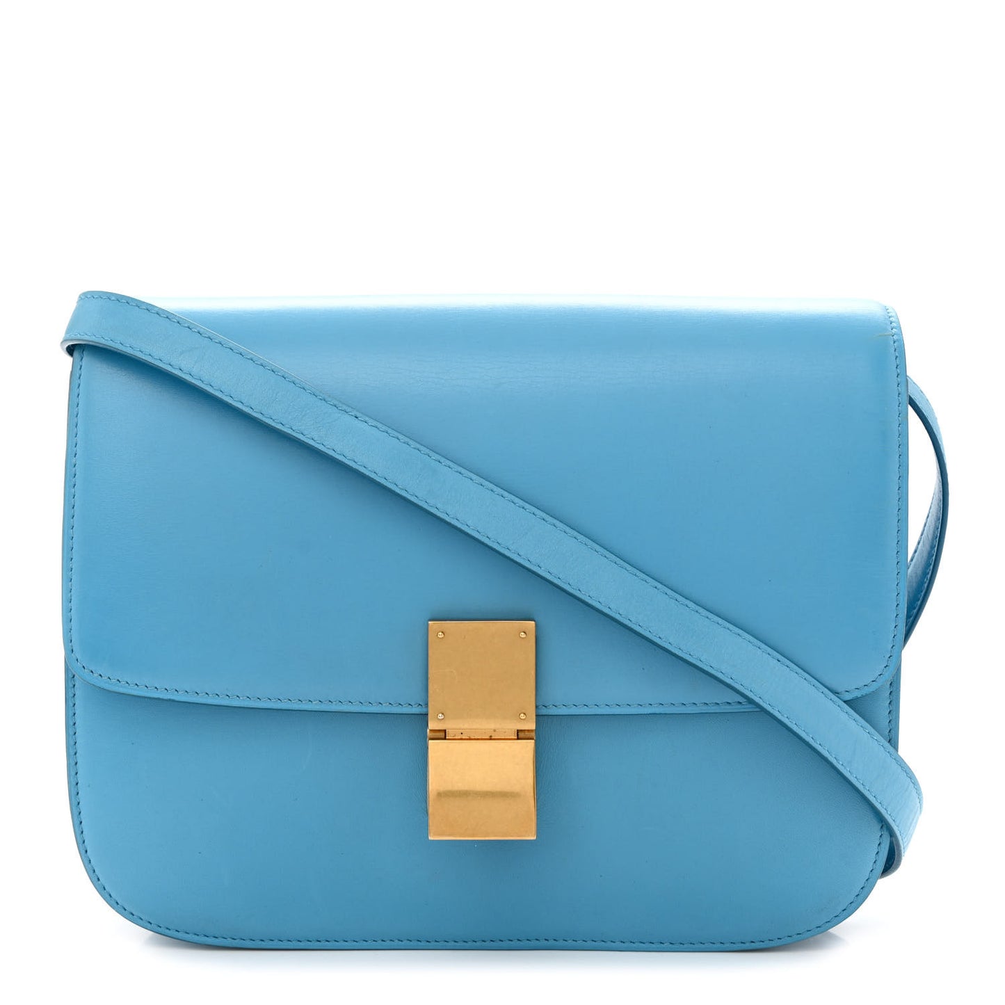 Box Calfskin Medium Classic Box Flap Bag Blue