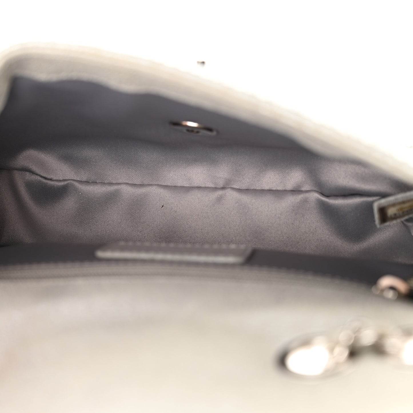 Suede Calfskin Crystal Mini Flap Grey