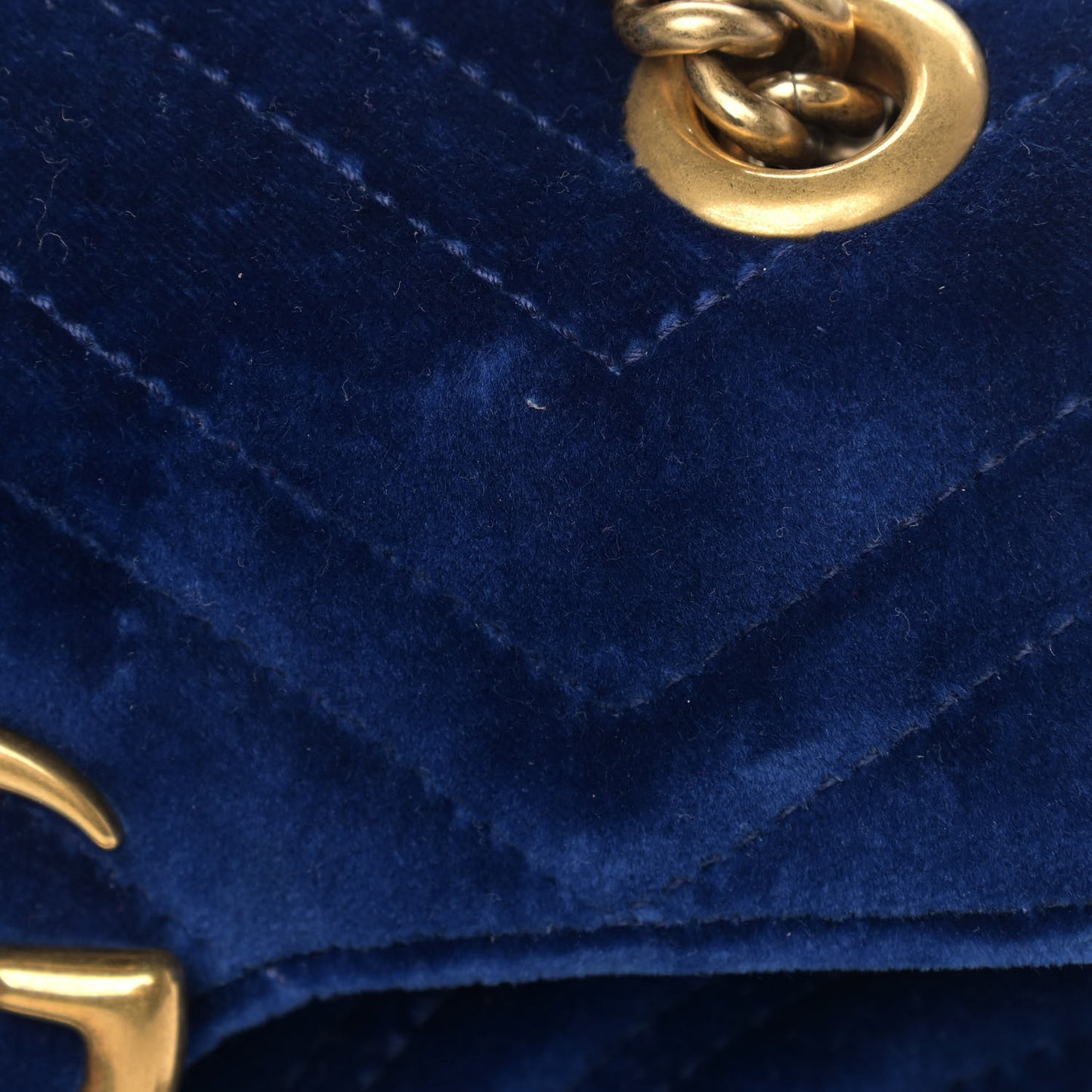 Velvet Matelasse Mini GG Marmont Shoulder Bag Cobalt Blue
