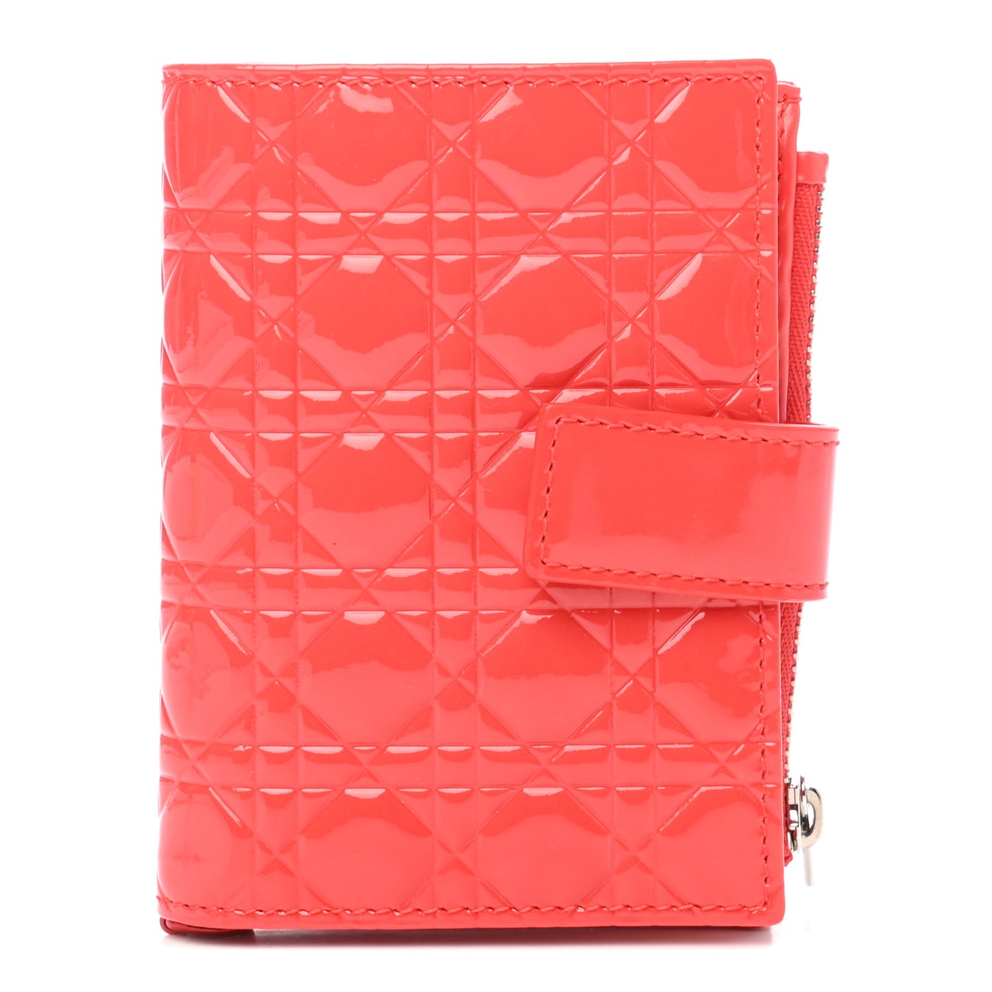 Patent Cannage Lady Dior Wallet Coral