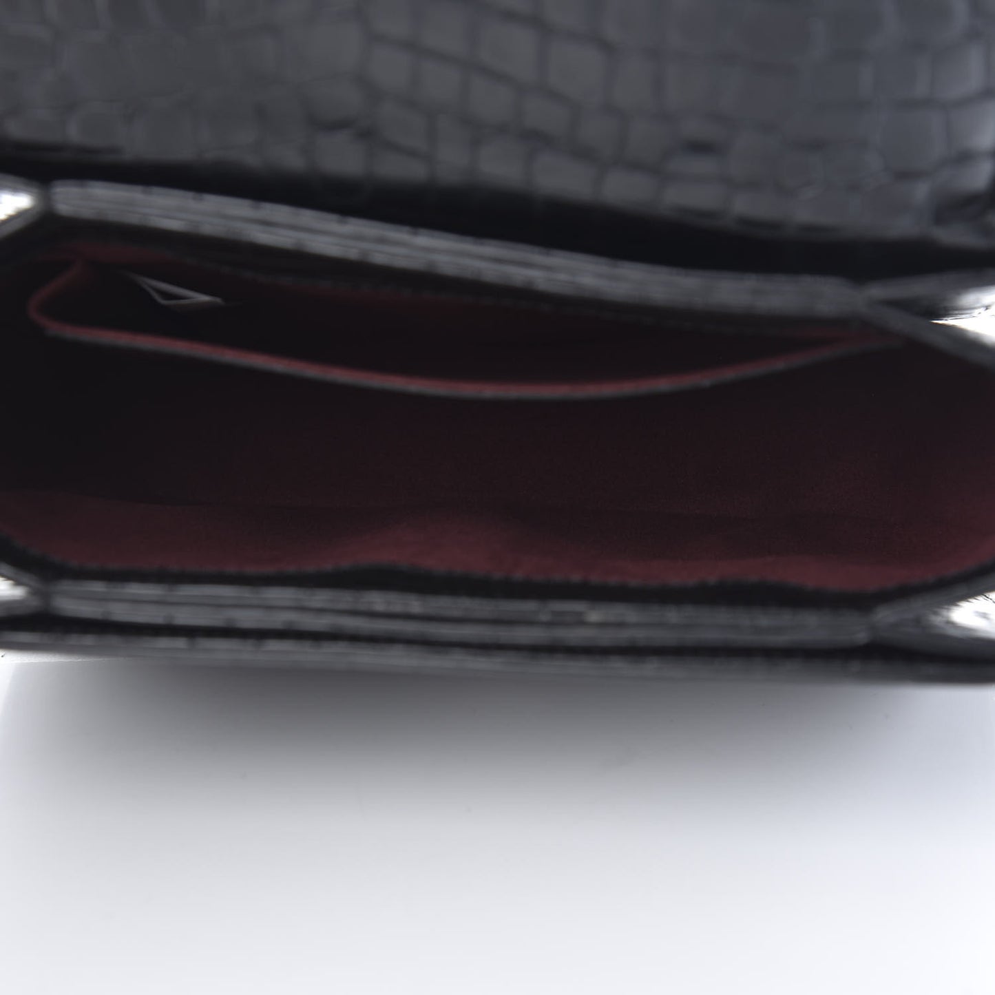 Embossed Crocodile Effect Medium Falabella Box Shoulder Bag Black