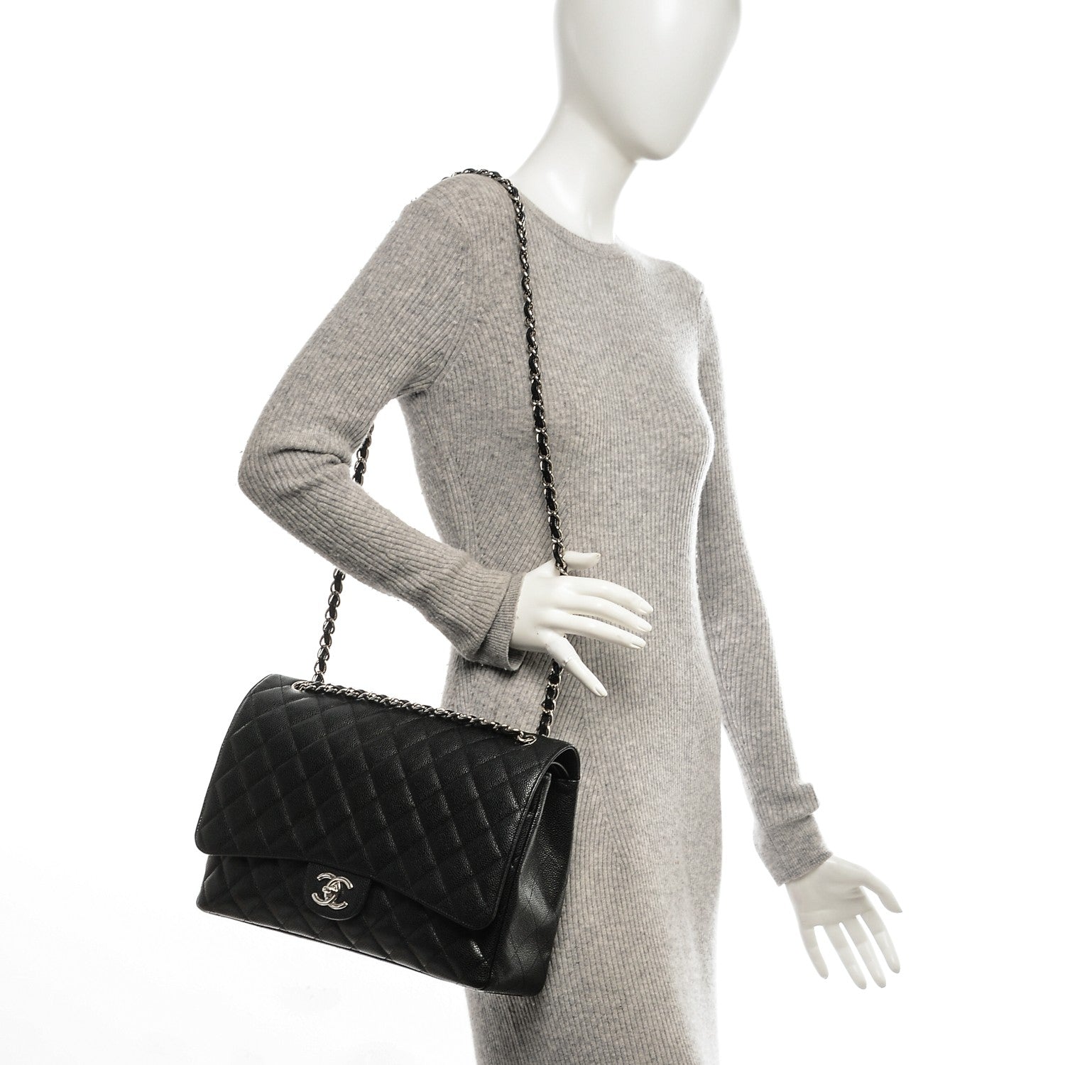 Chanel Caviar Quilted Maxi Double Flap Black 2 of 7