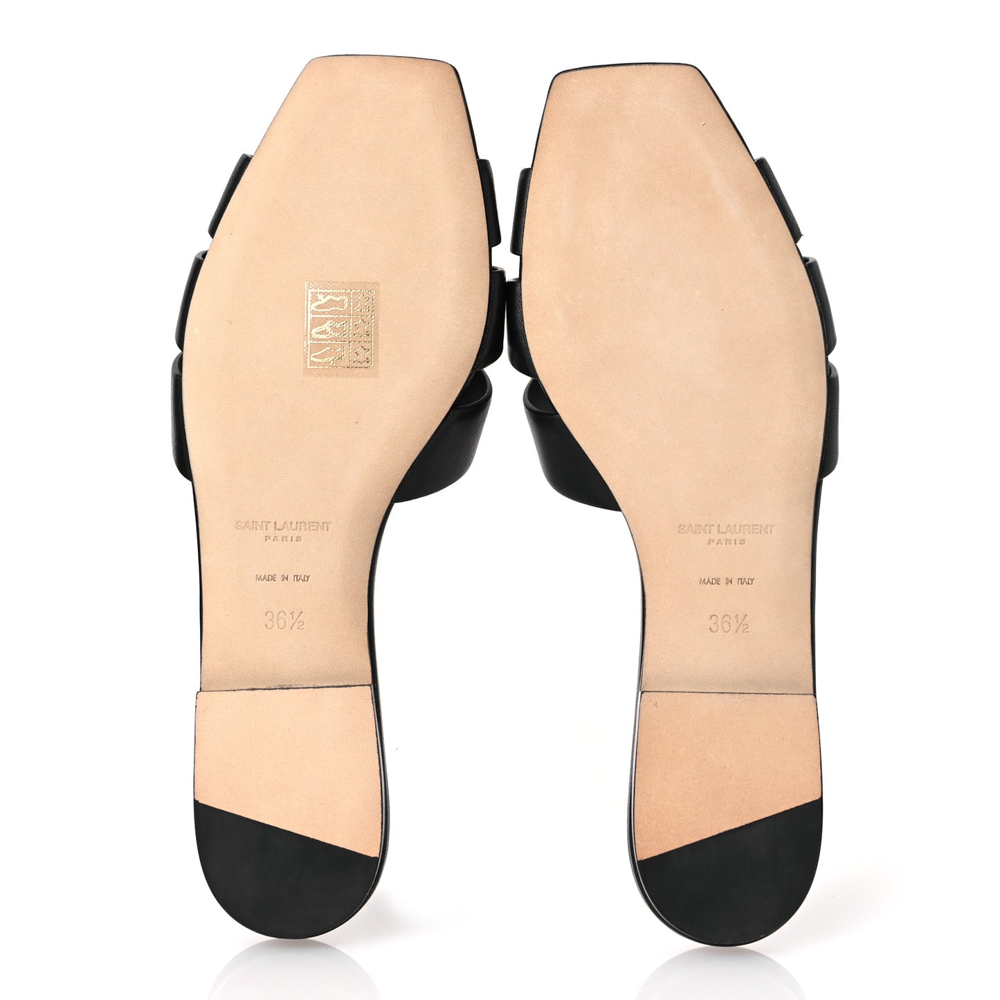 Calfskin Tribute 05 Slide Sandals 36.5 Black