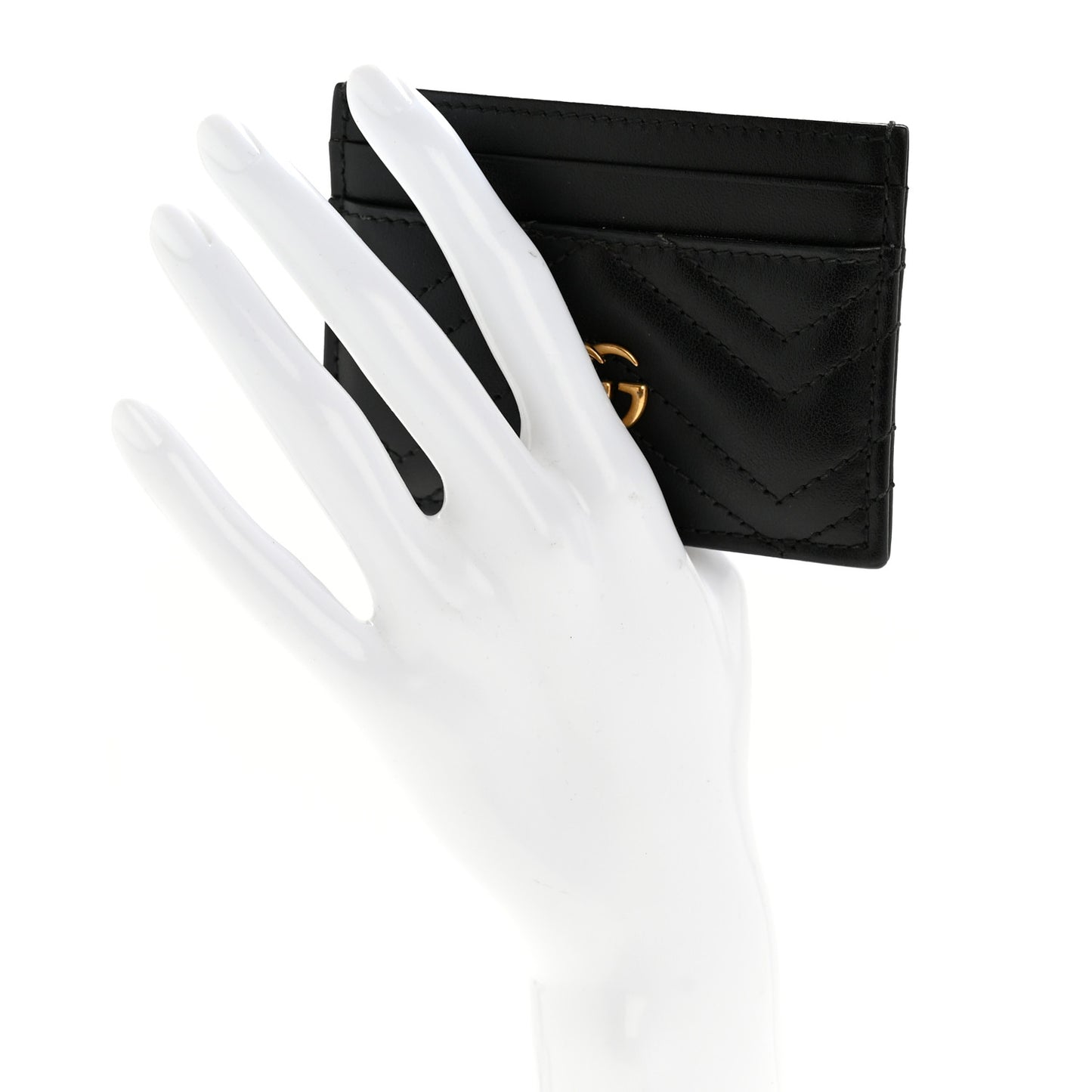 Calfskin Matelasse GG Marmont Card Holder Black