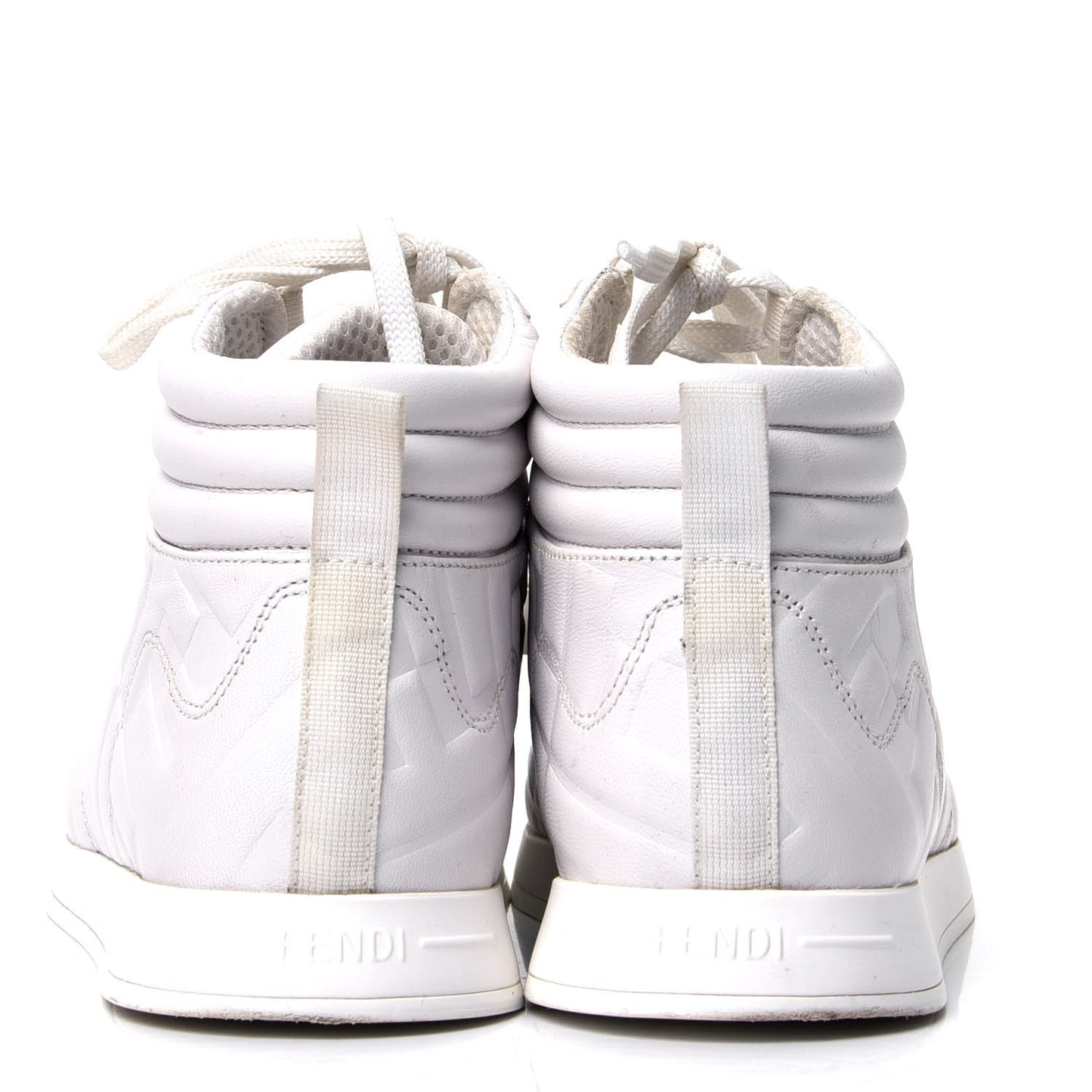 Nappa Macro FF Embossed Womens High Top Sneakers 35.5 White Ice