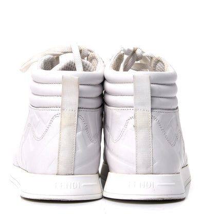 Fendi Nappa Macro FF Embossed Womens High Top Sneakers 35.5 White Ice 4 of 6