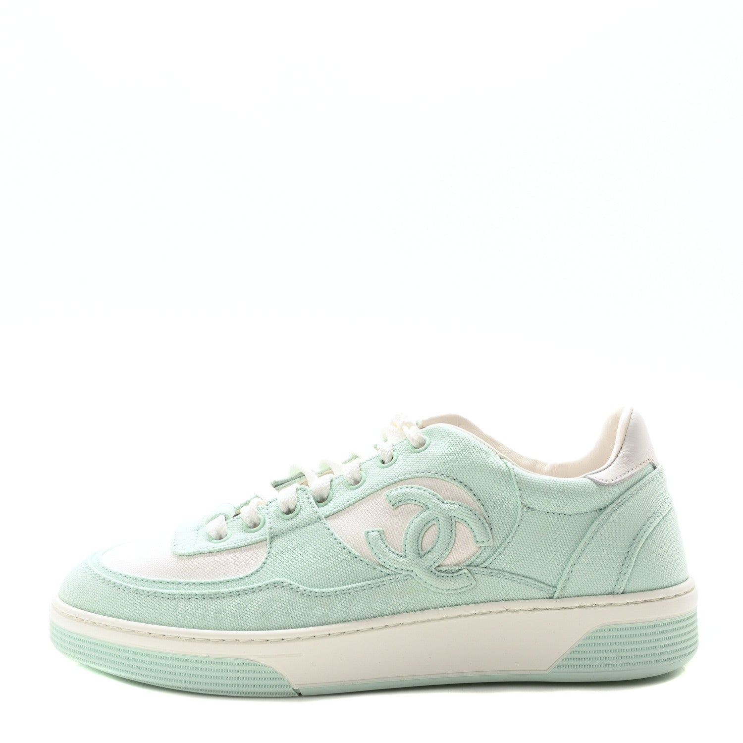 Chanel Cotton Sneakers 40.5 Light Turquoise White 1 of 9
