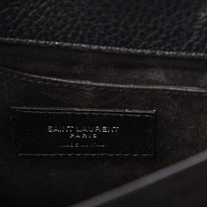 Saint Laurent Grained Calfskin Medium Monogram Sunset Satchel Black 6 of 13