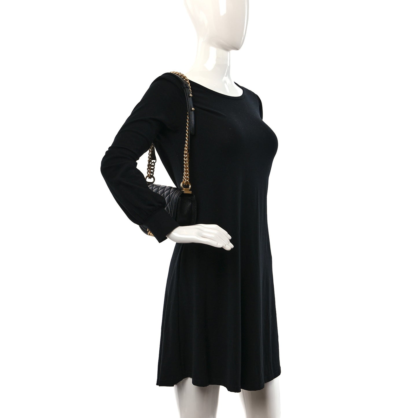 Caviar Quilted Small Boy Messenger Bag Black