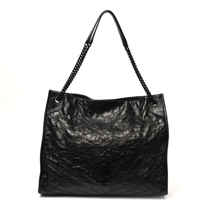 Saint Laurent Crinkled Calfskin Matelasse Monogram Large Niki Shopper Tote Black 1 of 11