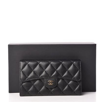 Chanel Caviar Quilted Long Flap Wallet Black 10 of 10