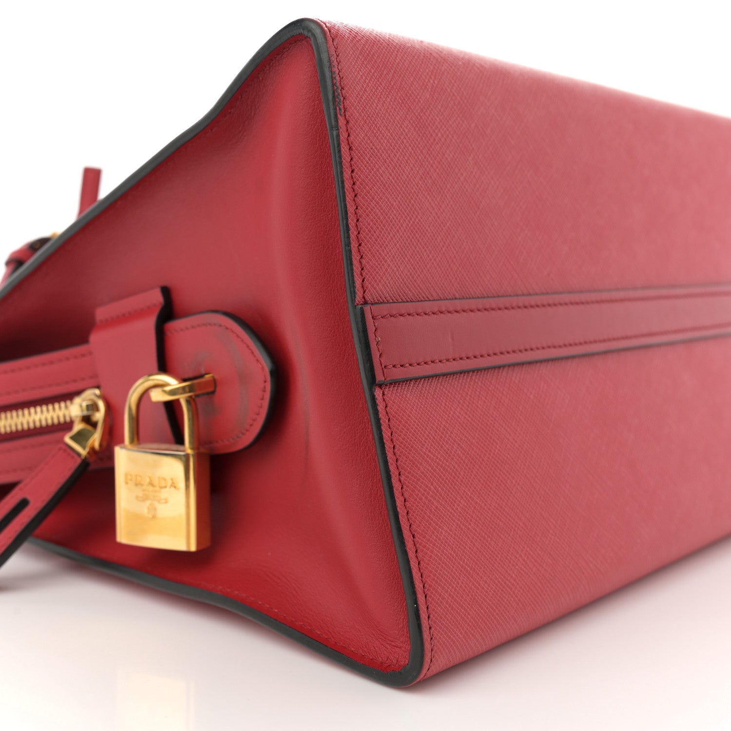 Prada Saffiano City Calfskin Medium Esplanade Rosso 9 of 13