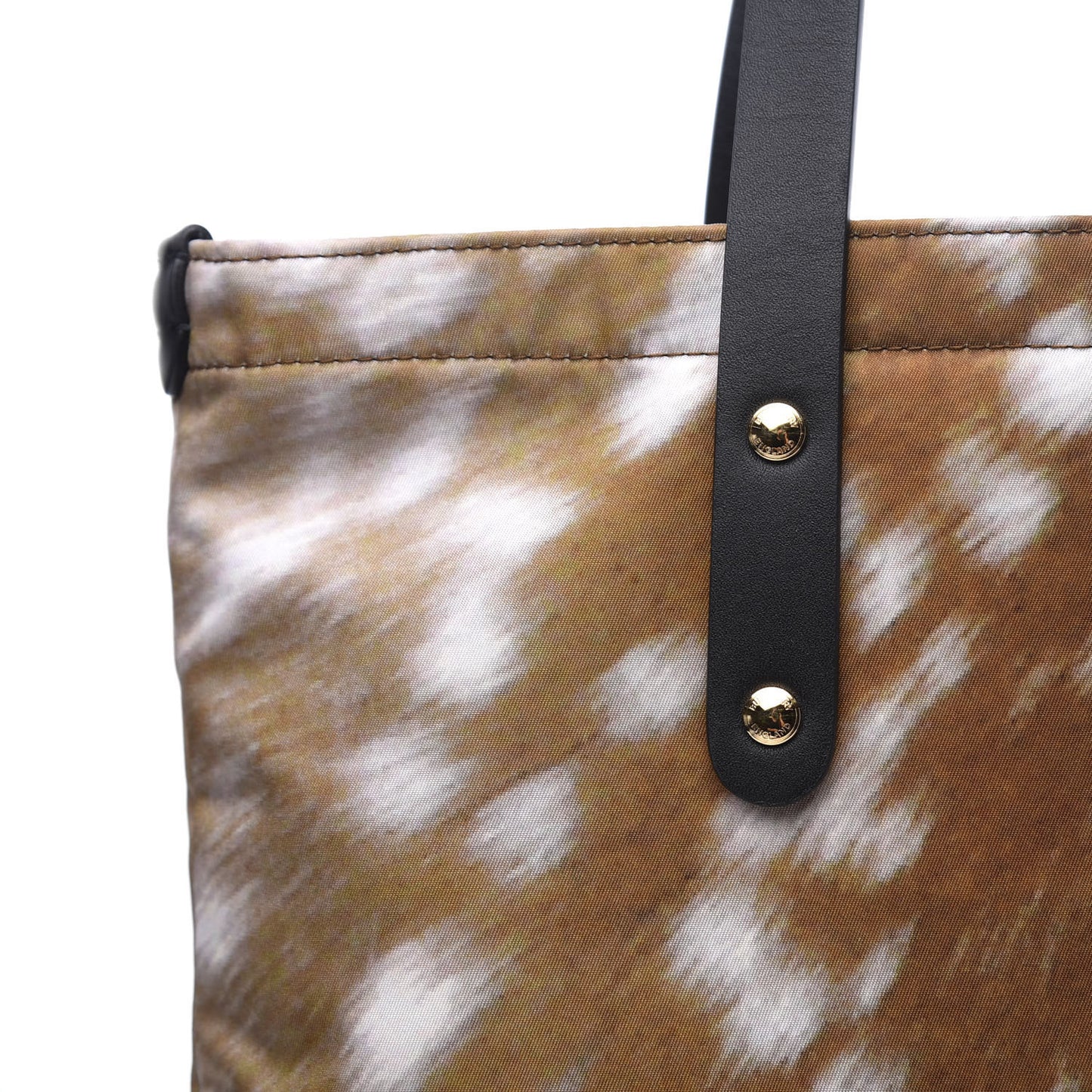 Nylon Deer Print Flat Tote Bag Black Brown