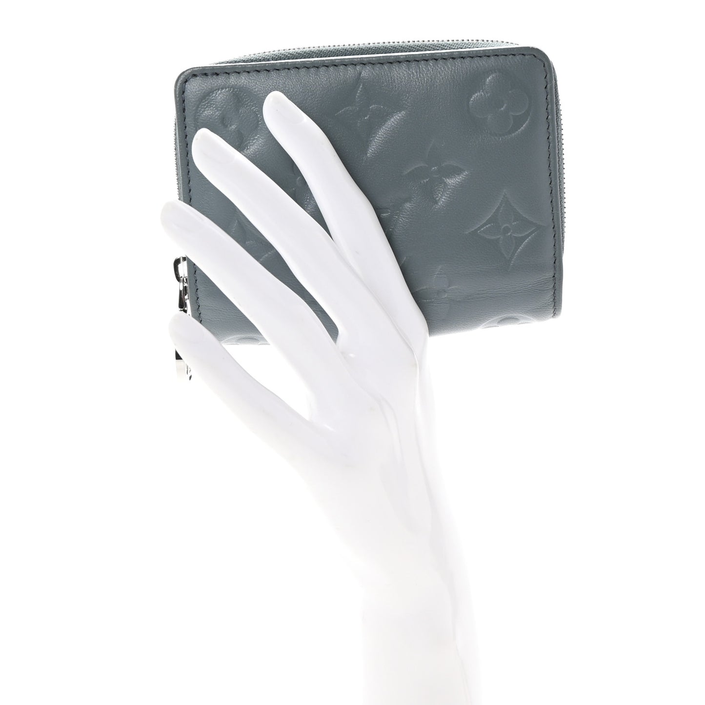 Lambskin Embossed Monogram Lou Coussin Wallet Blue Glacier