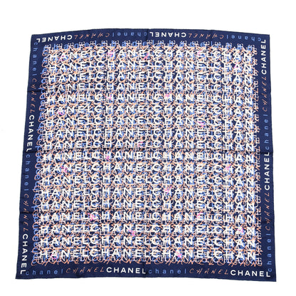 Chanel Silk Logo Print Scarf Navy 1 of 3