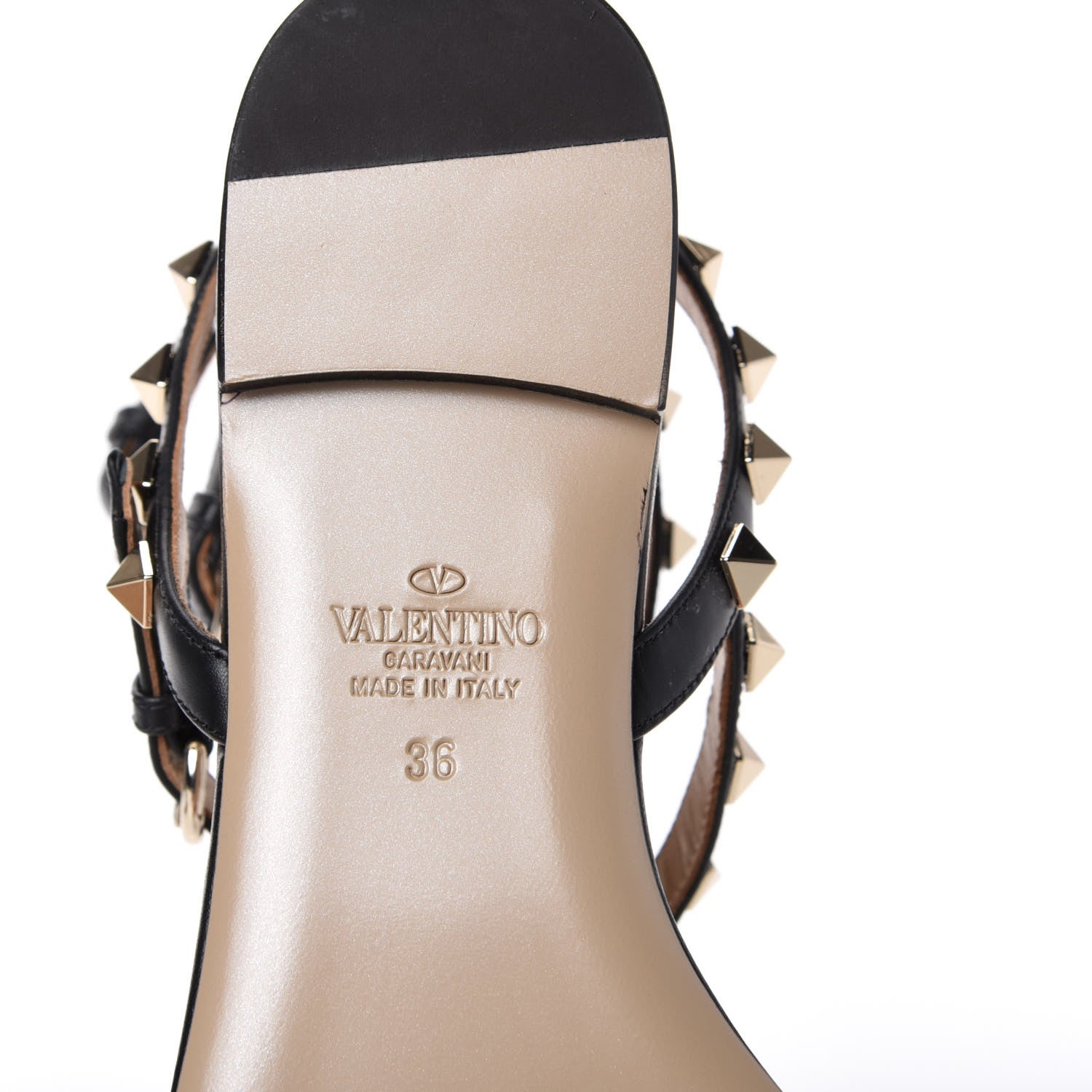 Valentino Garavani Calfskin Rockstud Ankle Wrap Flat Thong Sandals 36 Black 9 of 10