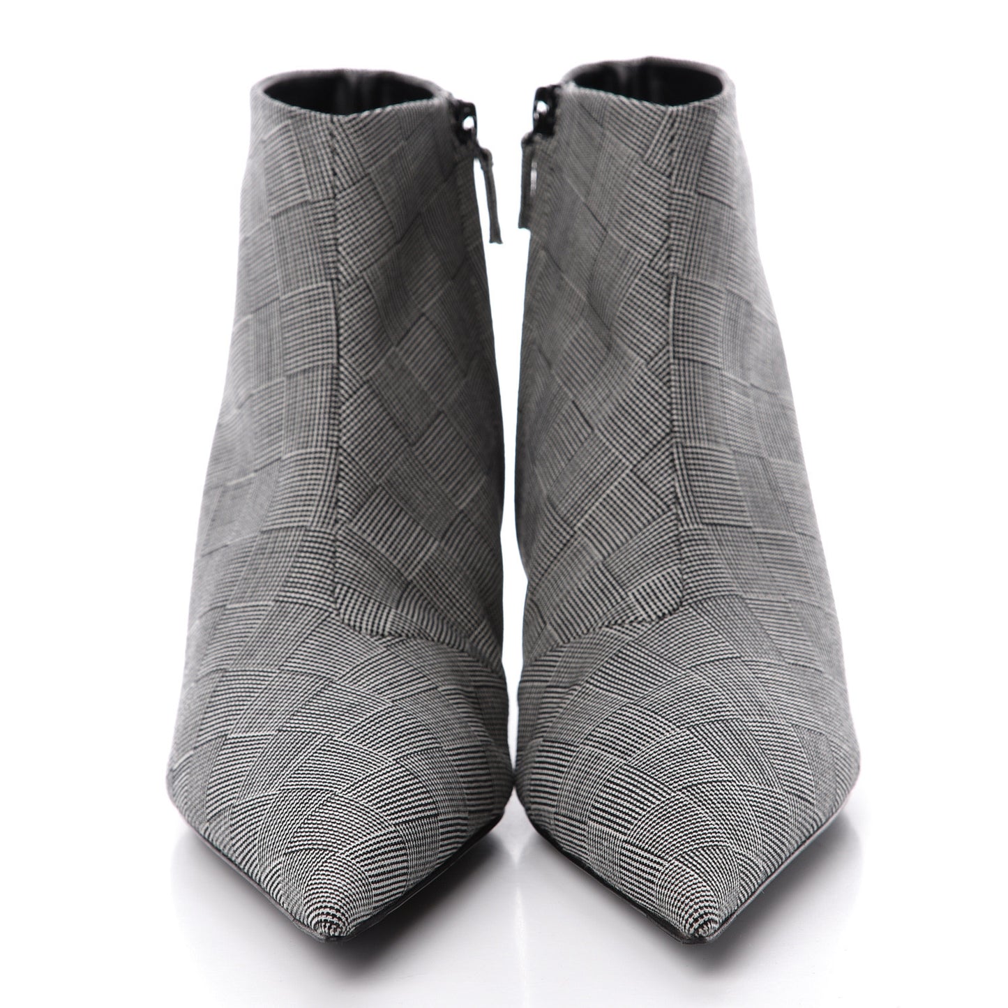 Wool Checked Knife Pointy Toe Boots 38.5