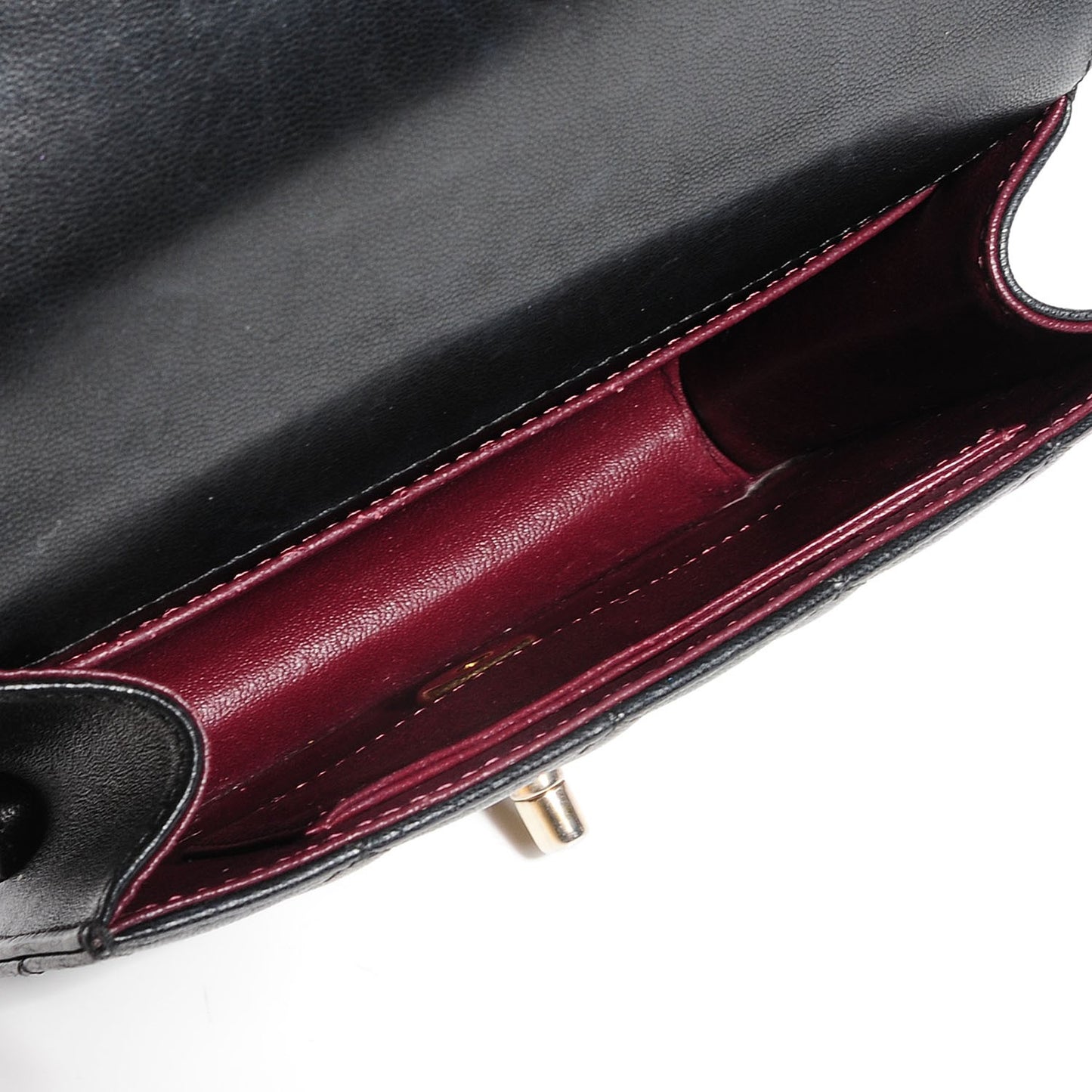 Lambskin Quilted Crossing Times Mini Flap Black