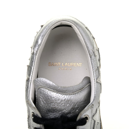 Saint Laurent Metallic Calfskin Star Court Sneakers 37.5 Silver 7 of 13