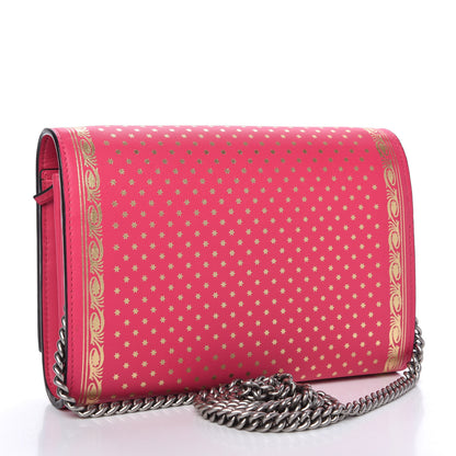 Gucci X SEGA Calfskin GUCCY Stars Chain Wallet Violet Fuxia Gold 3 of 10