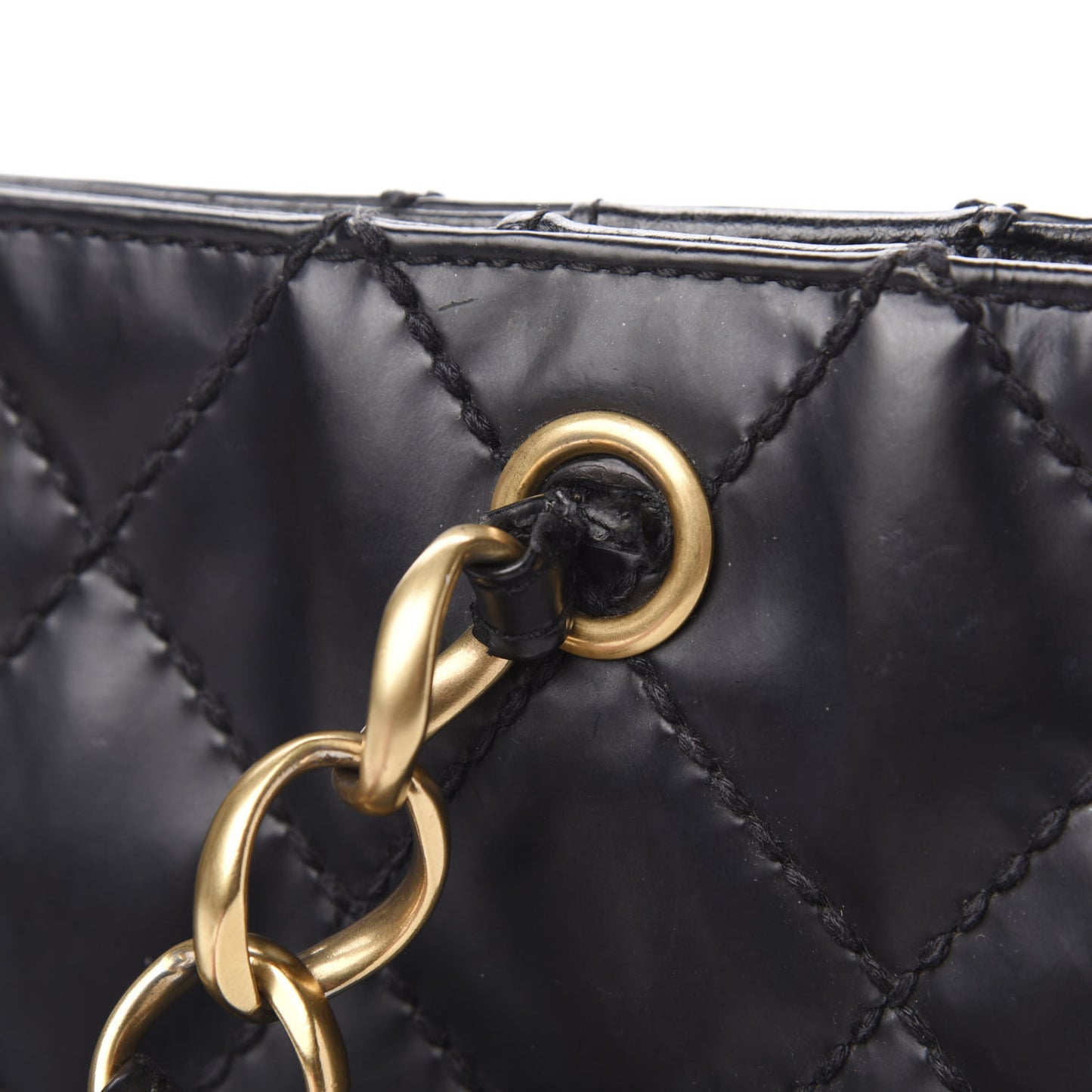 Glazed Calfskin Stitch Tote Black
