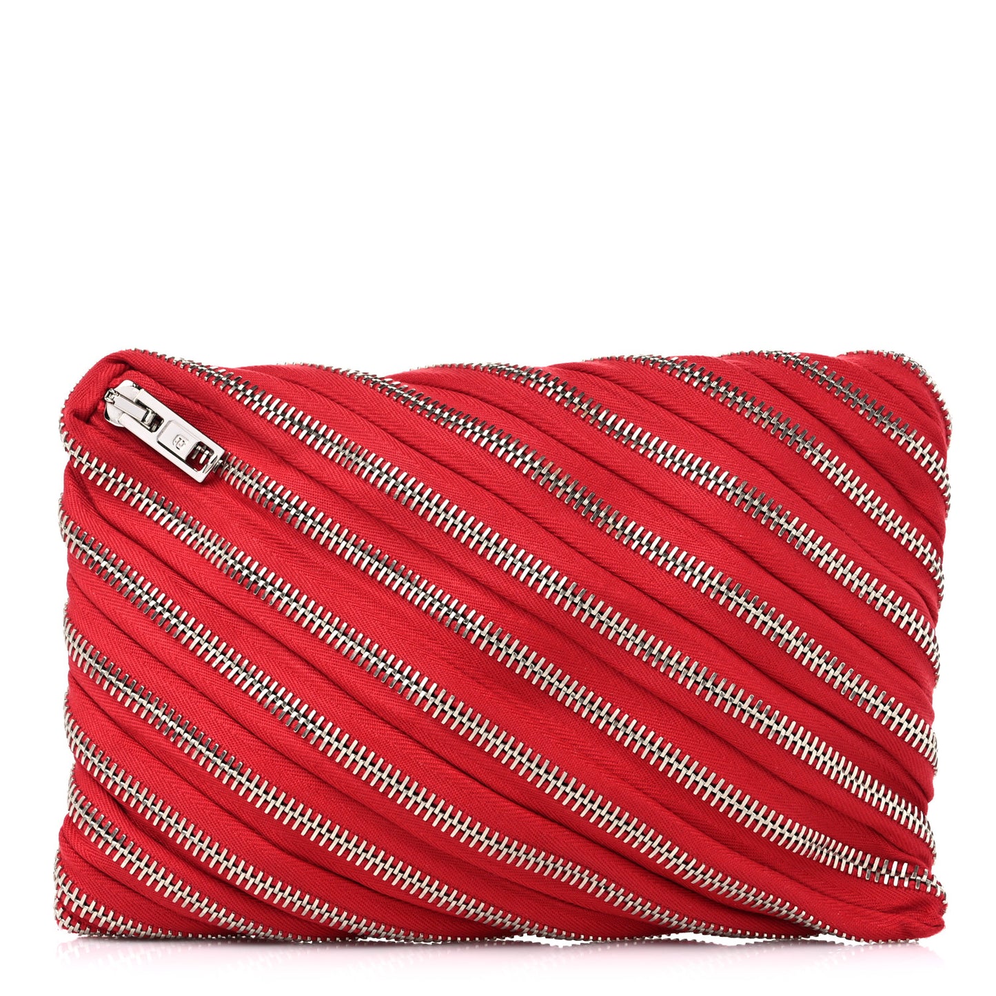 Metal Nylon Zipper Clutch Red