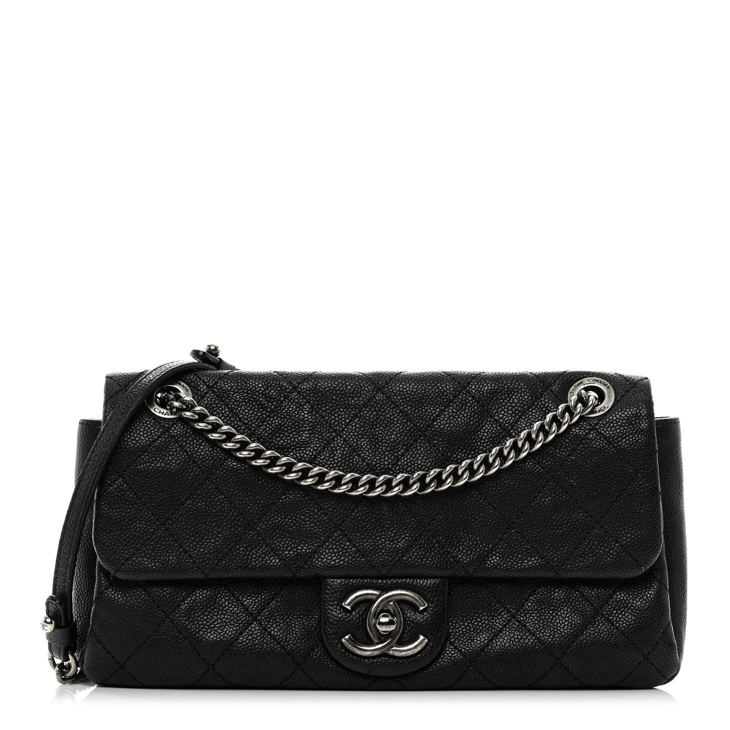 Caviar Quilted Medium Simply CC Flap Black
