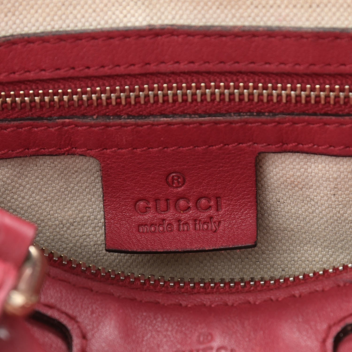 Gucci Calfskin Microguccissima Trim Medium Boston Raspberry Red 6 of 17