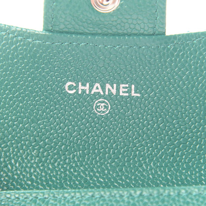 Chanel Caviar Quilted Flap Card Holder Wallet Green 12 of 15