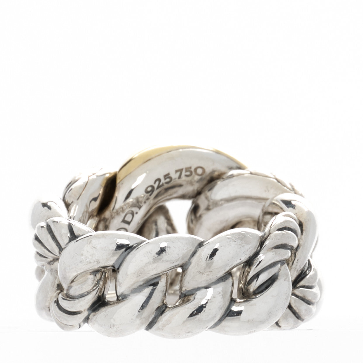 David Yurman Sterling Silver 18K Yellow Gold Belmont Ring 54 6.75 3 of 5