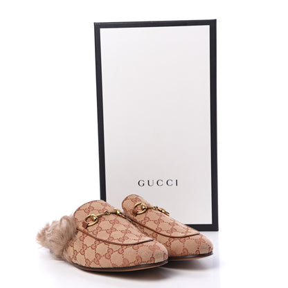 Gucci GG Monogram Fur Mens Princetown Slippers 6 Beige Ruggine Rust 8 of 8