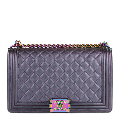 Chanel Iridescent Goatskin Quilted New Medium Boy Flap Purple 1 of 9